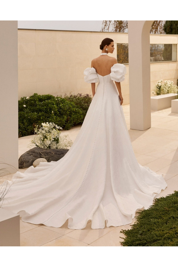 Numea Abito da sposa avorio in raso damascato ampio di Rosa Clará