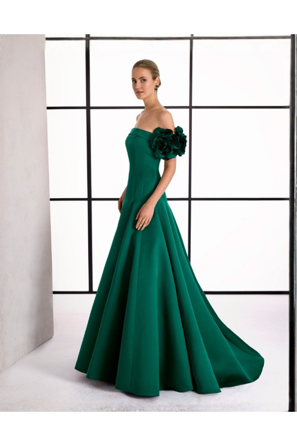 Abito da cerimonia donna 1tf4 ampio in douchesse verde di Rosa Clara