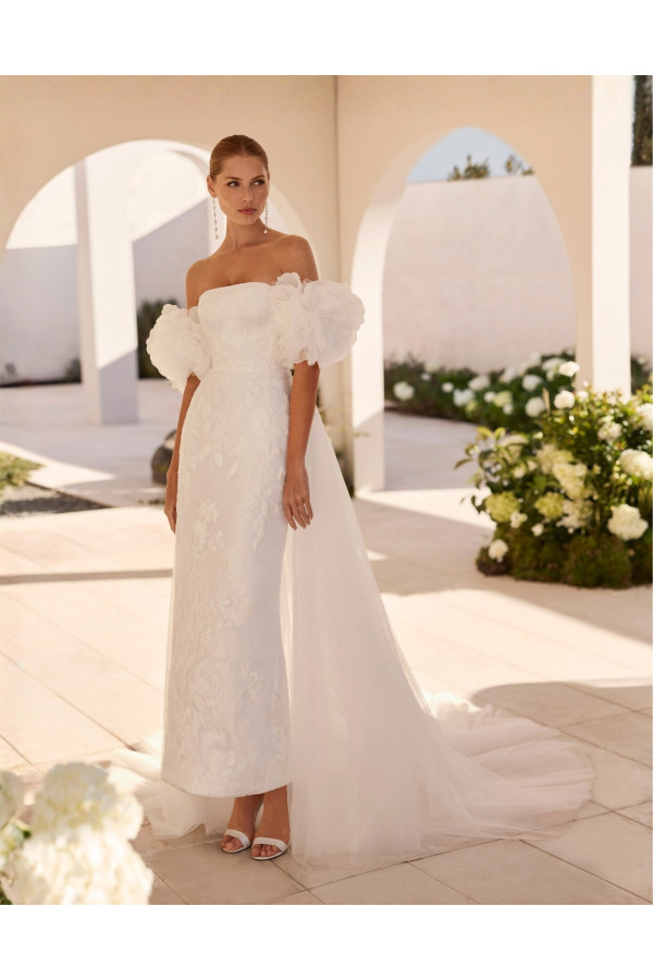 Niky Abito da sposa avorio in pizzo a colonna di Rosa Clará