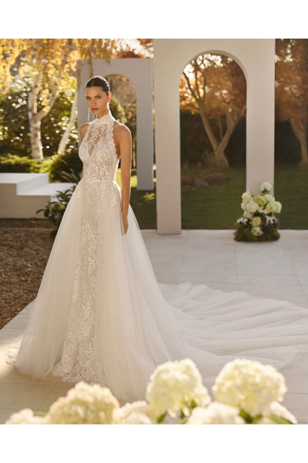 Nidia Abito da Sposa avorio in pizzo trasformabile di Rosa Clará