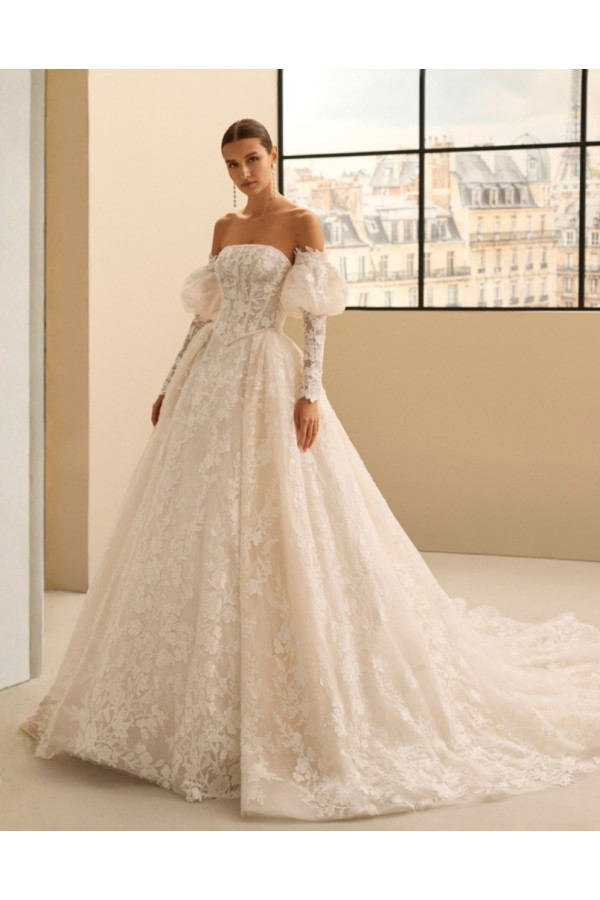 Nesire Abito da sposa avorio in pizzo ampio di Rosa Clará