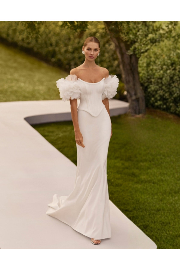 Narciso Abito da sposa avorio in crepe a sirena di Rosa Clará