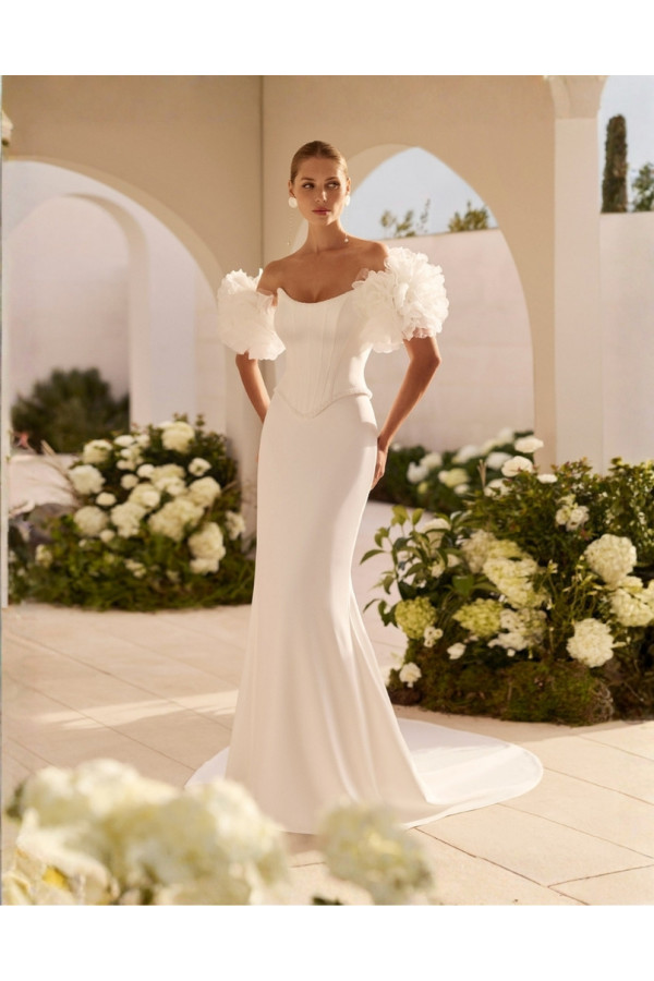 Narciso Abito da sposa avorio in crepe a sirena di Rosa Clará