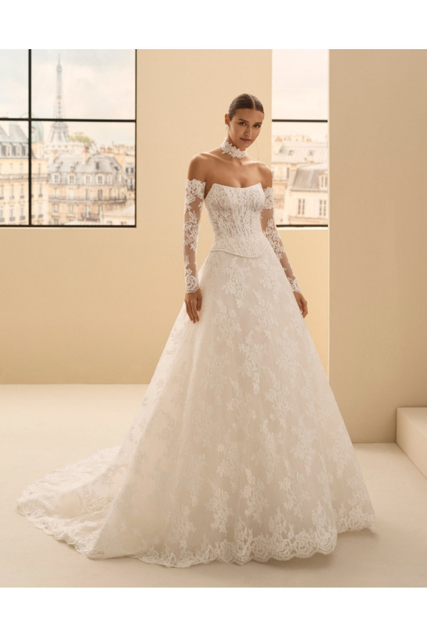 Nairobi Abito da sposa avorio in pizzo trasformabile di Rosa Clará