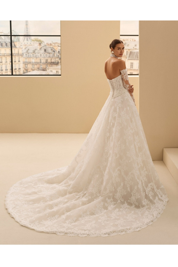 Nairobi Abito da sposa avorio in pizzo trasformabile di Rosa Clará