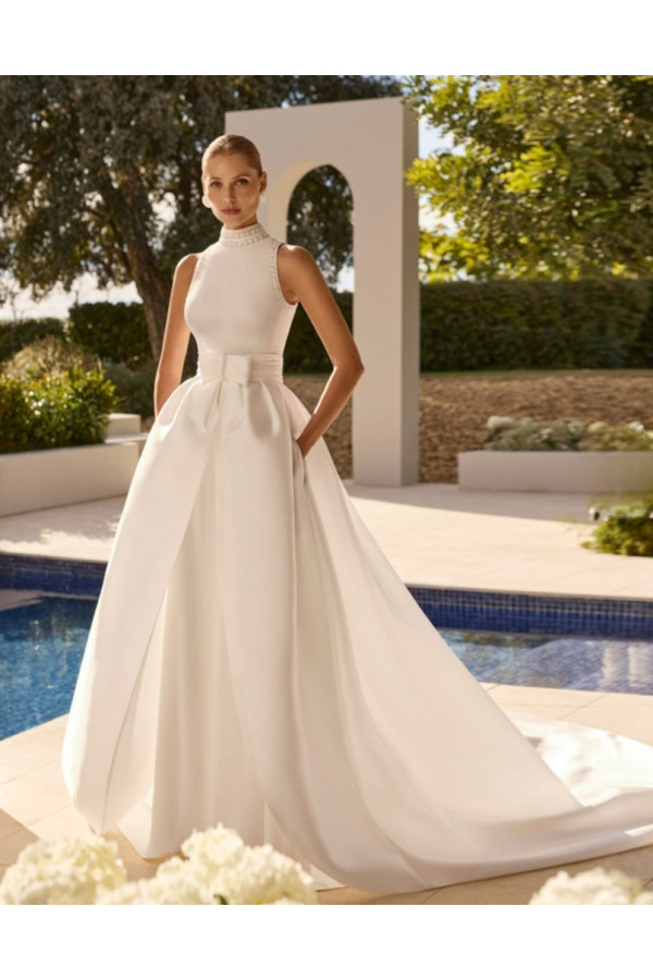 Nabina Abito da sposa avorio in mikado trasformabile di Rosa Clará