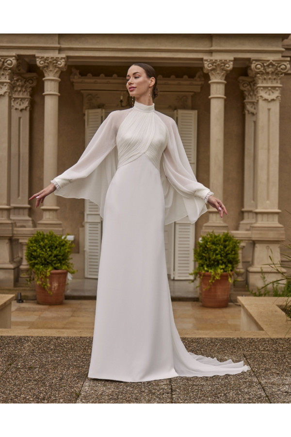 Georgia abito da sposa avorio in chiffon a sirena di Novia D'art