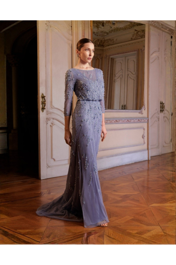 Abito da cerimonia nude gioiello a sirena 2g43 di Couture Club