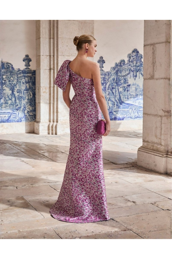 Abito da cerimonia magenta in broccato a sirena 2U94 Aire Barcelona