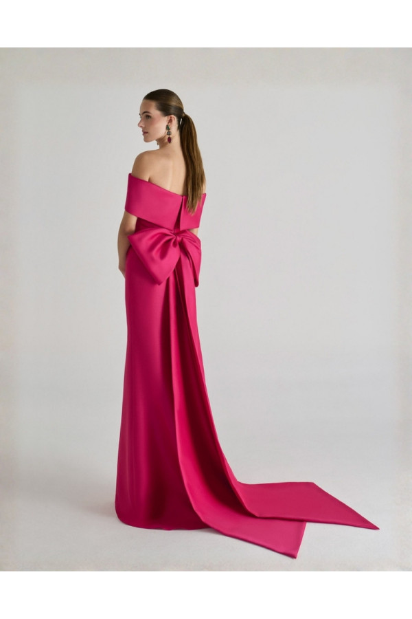 Abito da cerimonia fucsia in Sienna a sirena di Rosa Clará Cocktail