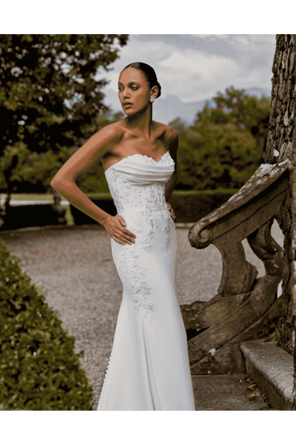 Abito da sposa Kai avorio in crepe a sirena di Justin Alexander 2027