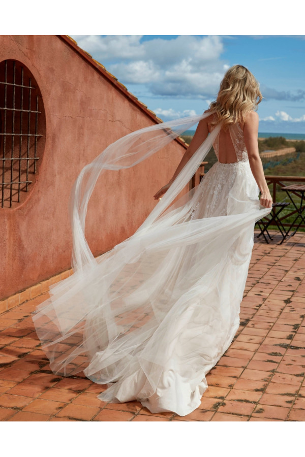 Abito da sposa a sirena avorio in satin Jenny Pachkam