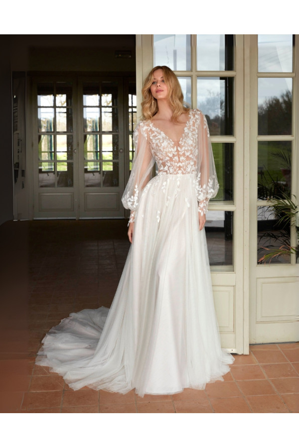 Abito da sposa a sirena avorio in satin Jenny Pachkam