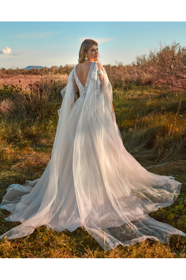 Napoli abito da sposa avorio scuro in tulle morbido di fara sposa