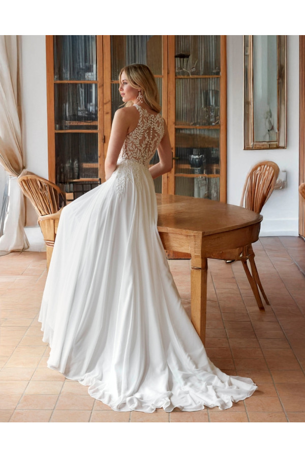 26YL 16 Abito da sposa avorio corto in pizzo di miss kelly