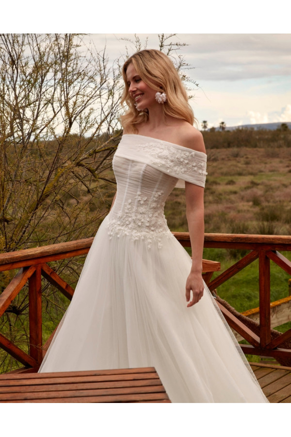 Abito da sposa 26DS-17D-MK-26, avorio, chiffon, Divina Sposa