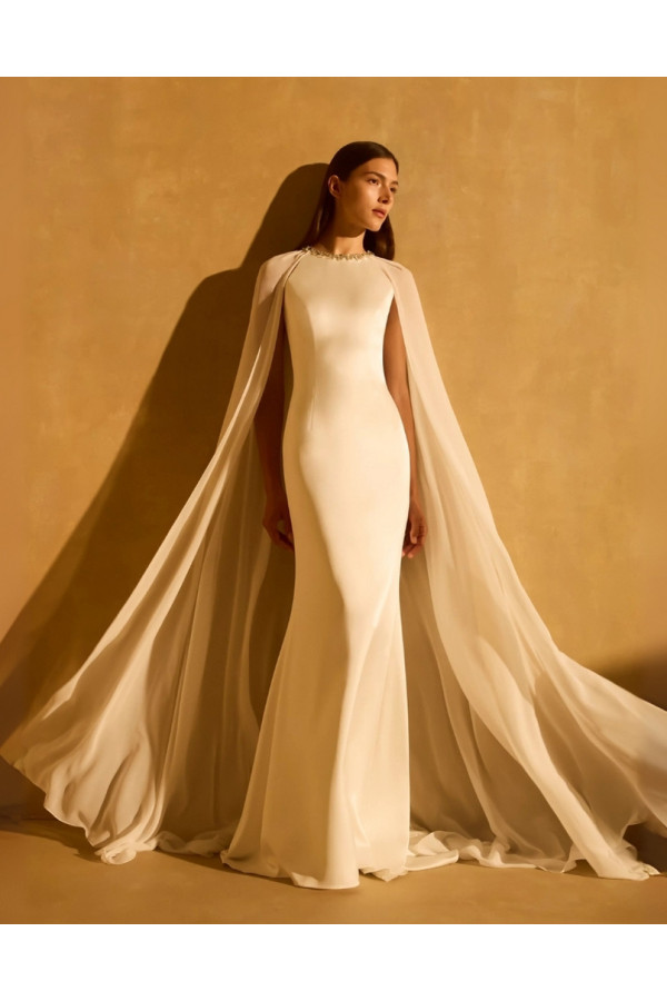 Abito da sposa a sirena avorio in satin Jenny Pachkam