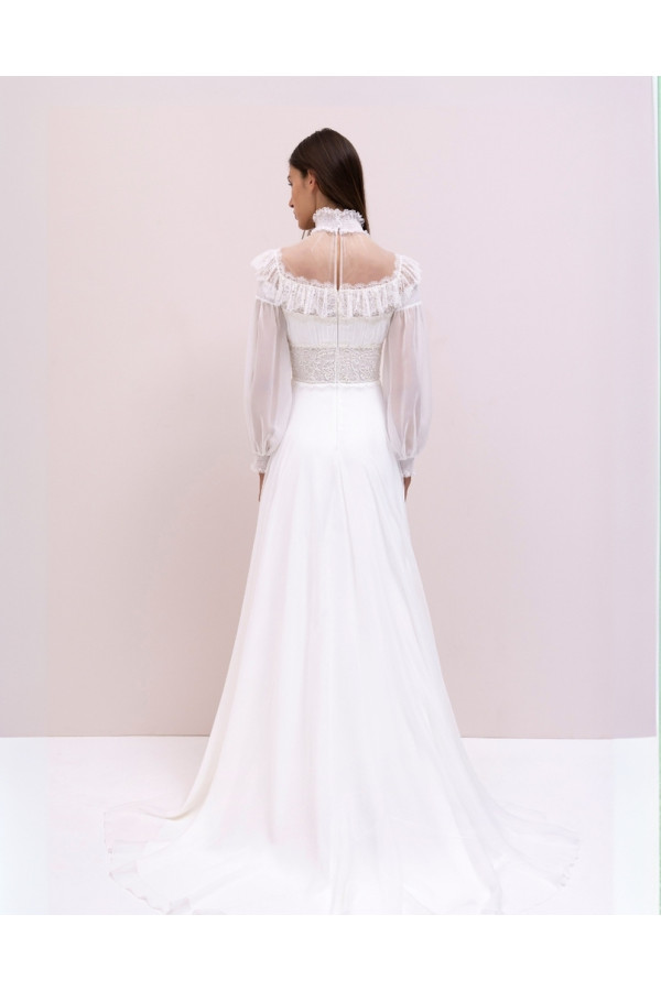 Abito da sposa avorio scivolato in chiffon di Jenny Pachkam