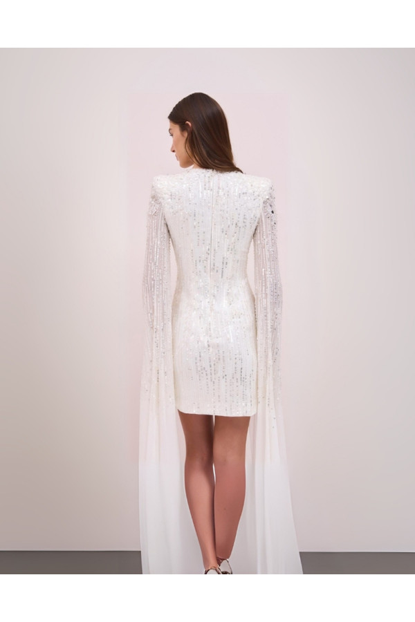 Abito da sposa avorio corto in cristallo di Jenny Pachkam