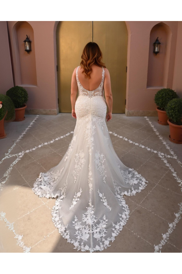 Abito da sposa 26CUR-04-MK-26, a sirena, avorio, pizzo, Miss Kelly