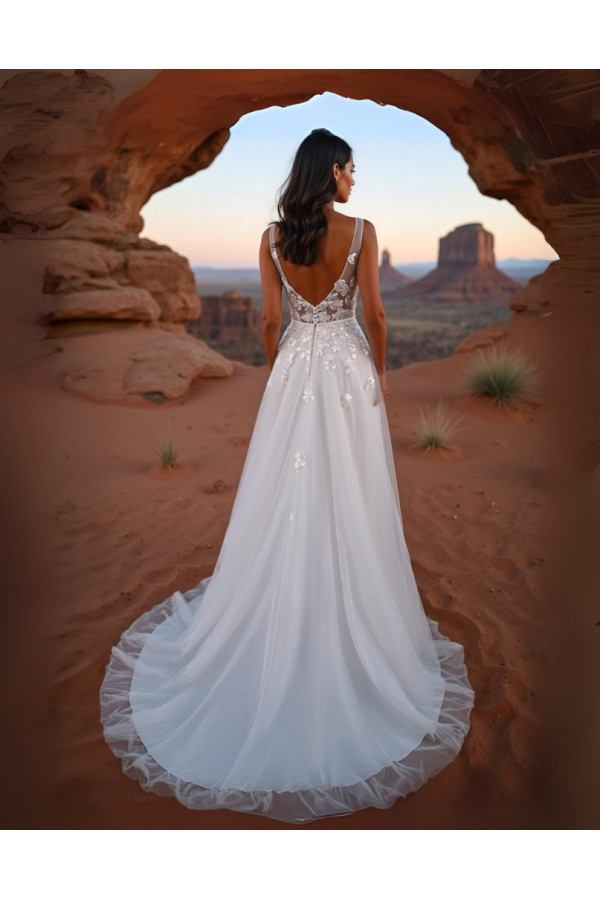 Abito da sposa 26JFY-43-MK-26, bianco, tulle, ampio, Just For You