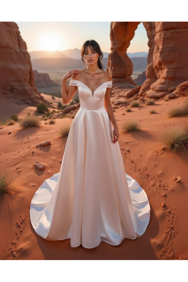 Abito da sposa 26JFY-29-MK-26, avorio, mikado, ampio, Just For You