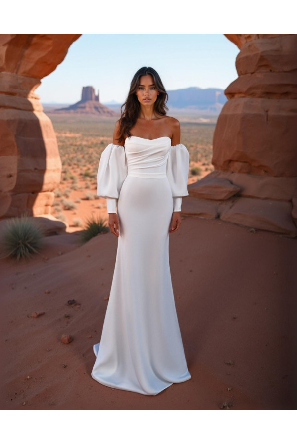 Abito da sposa 26JFY-17-MK-26, bianco, mikado, a sirena, Just For You