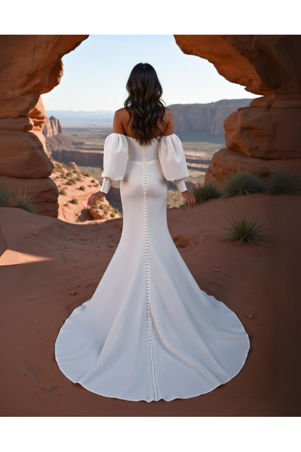 Abito da sposa 26JFY-17-MK-26, bianco, mikado, a sirena, Just For You