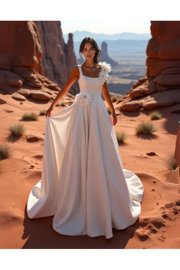 Abito da sposa, 26JFY-16-MK-26, bianco, liscio, mikado, Just for You