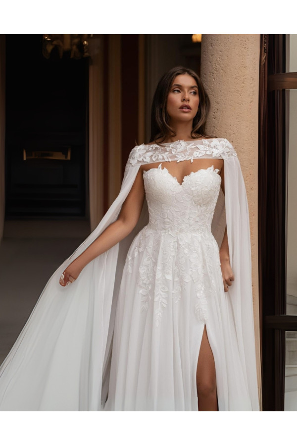 Abito da sposa 26DS-17D-MK-26, avorio, chiffon, Divina Sposa