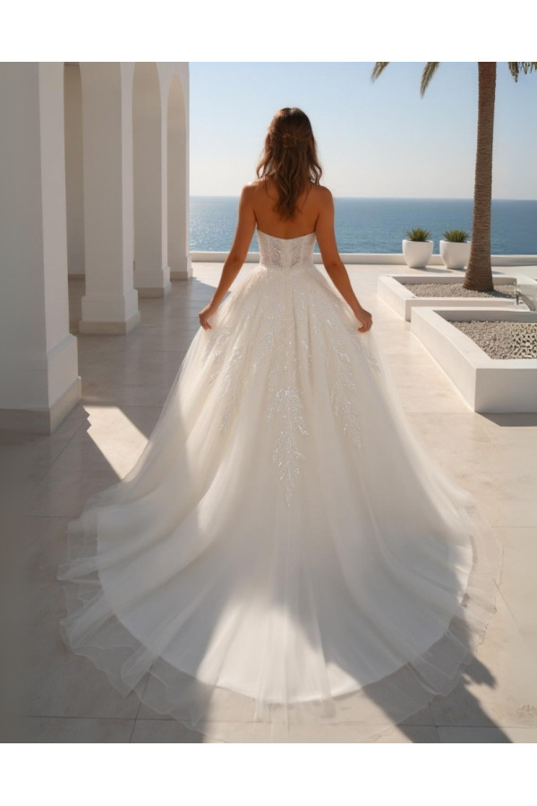 26 mk 21 Abito da sposa avorio in tulle ricamato di miss kelly