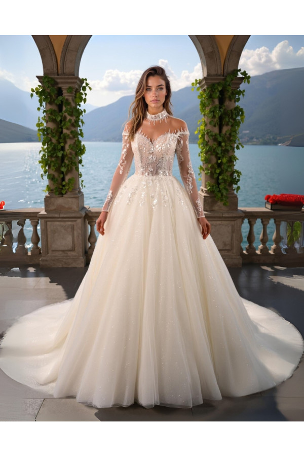 Abito da sposa 26KS-12-MK-26, avorio, tulle, ampio, Kelly Star