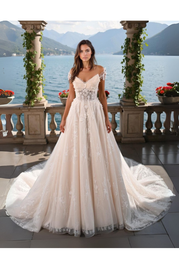 Abito da sposa 26KS-02-MK-26, avorio, ampio, tulle Kelly Star