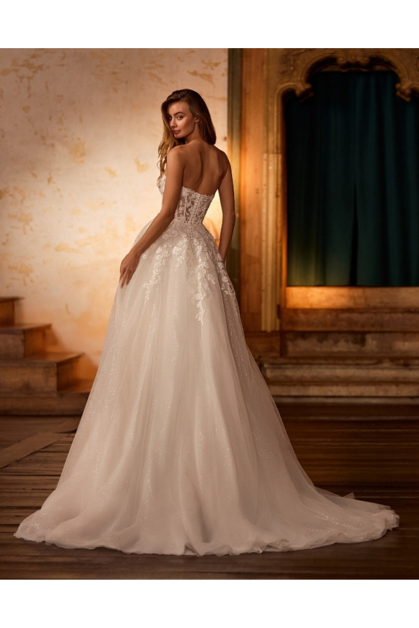 Karmen abito da sposa, avorio, in tulle, ampio, Alberto Palatachi