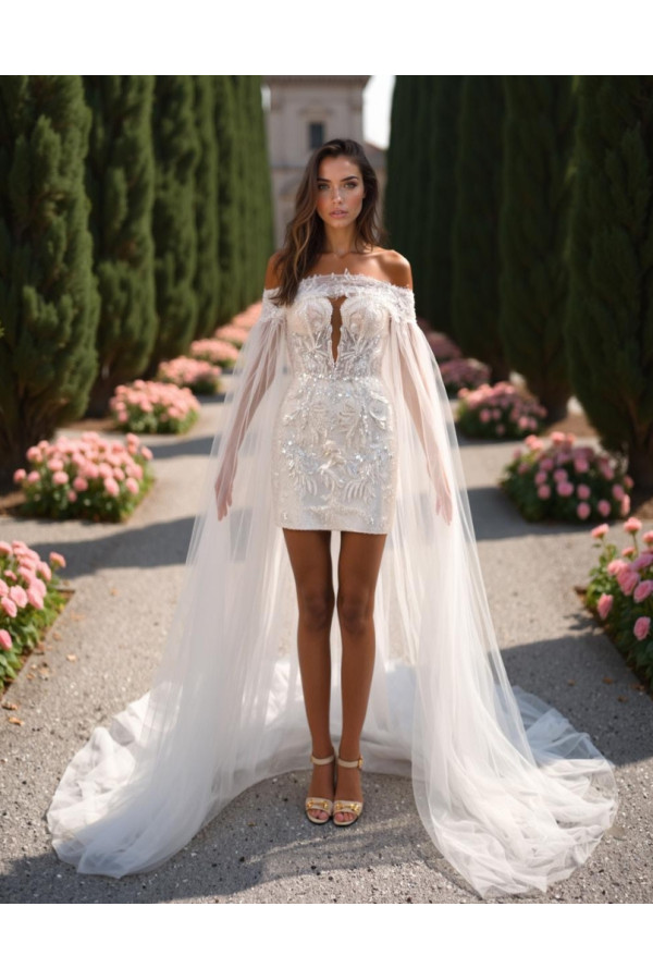 26yl 10 abito da sposa avorio corto di pizzo di miss kelly