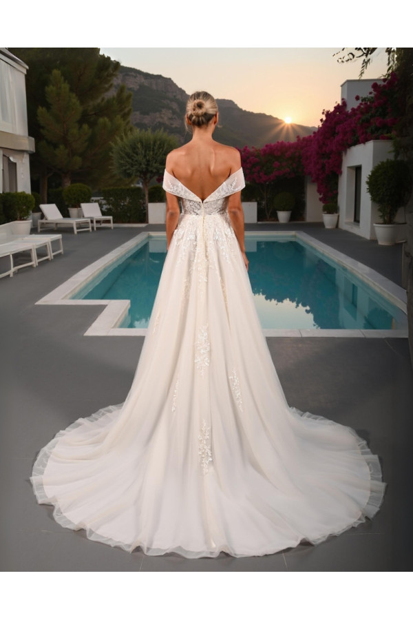 Abito da sposa 26LV-28-MK-26, avorio, tulle, ampio, Lovely