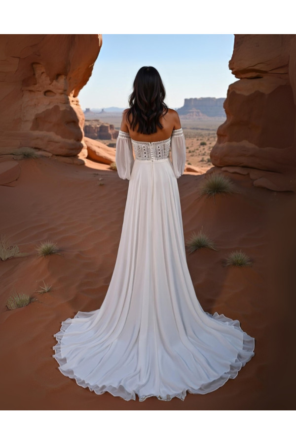 Abito da sposa 26JFY-13-MK-26, bianco, chiffon, scivolato,Just for you