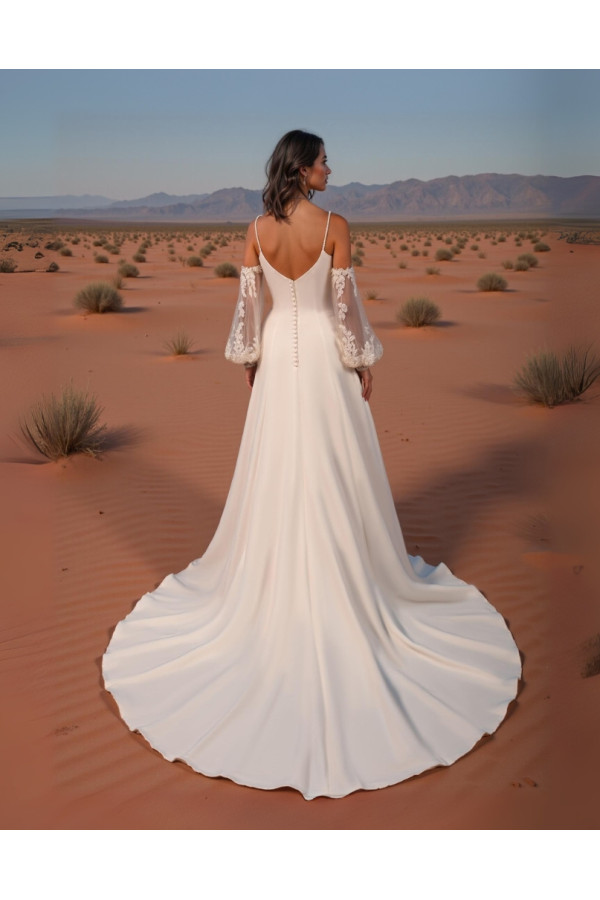 Abito da sposa 26JFY-07-MK-26, avorio, seta, scivolato, Just For You