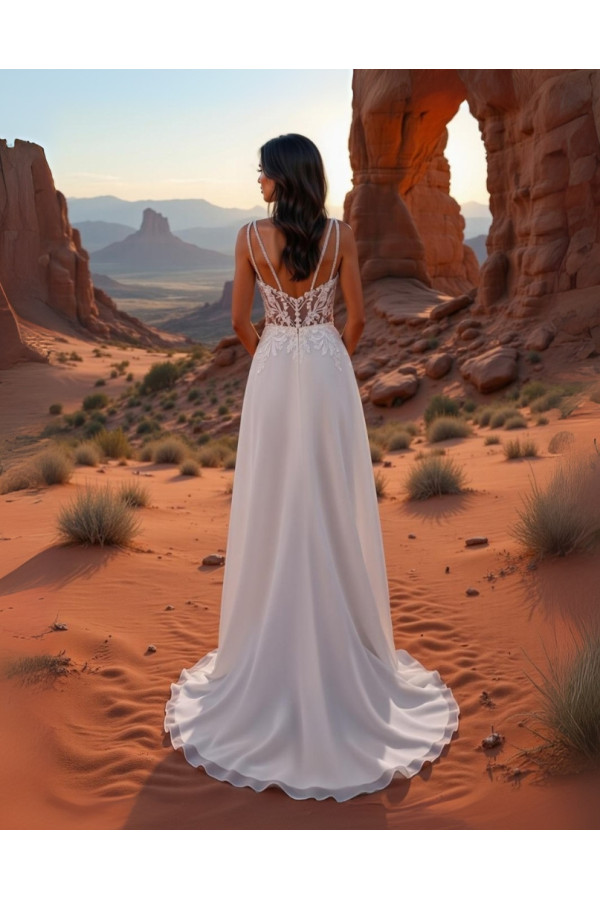 Abito da sposa 26JFY-01-MK-26, morbido, chiffon, avorio, Just For You