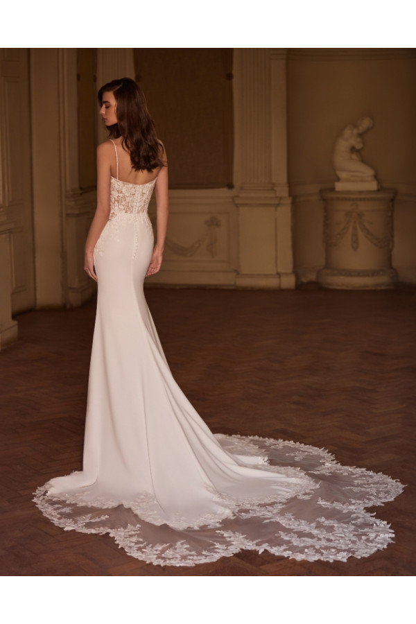 Abito da sposa Marylin avorio, in chiffon, sirena di Alberto Palatachi