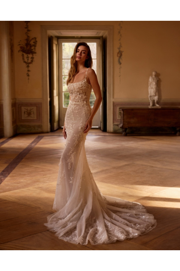 Abito da sposa Milla bianco tulle e pizzo Alberto Palatachi