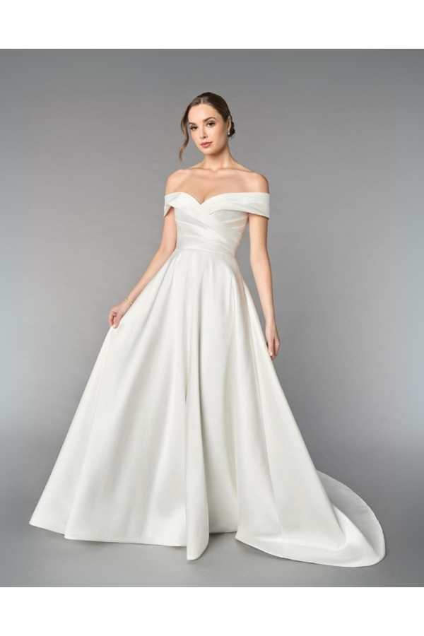 Abito da sposa 55252-ja-26, ampio, bianco, mikado, Ring