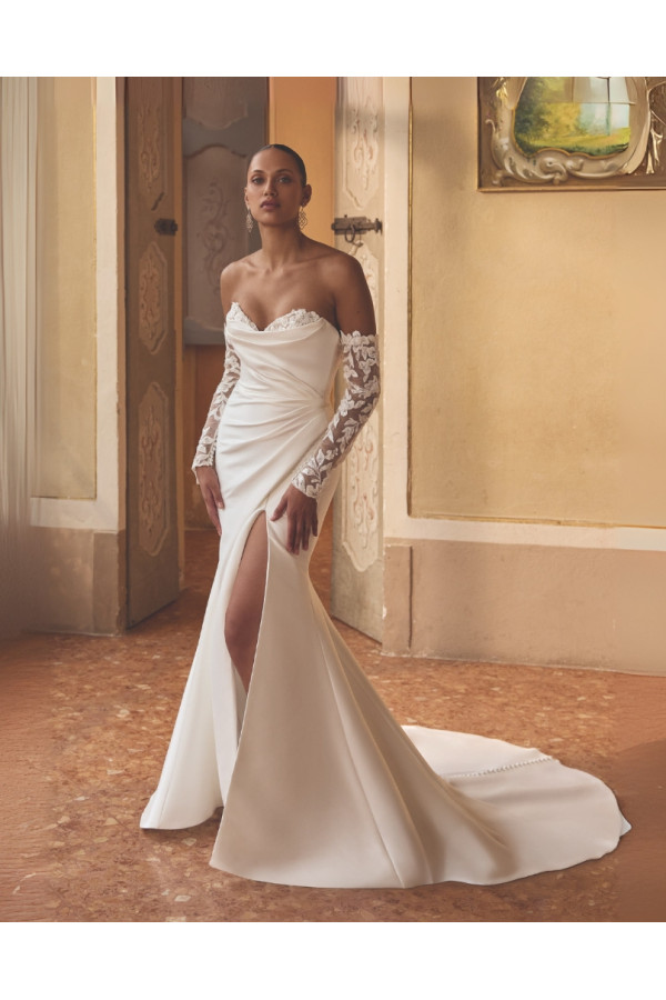 abito da sposa Kendall, avorio, a sirena, di Justin Alexander