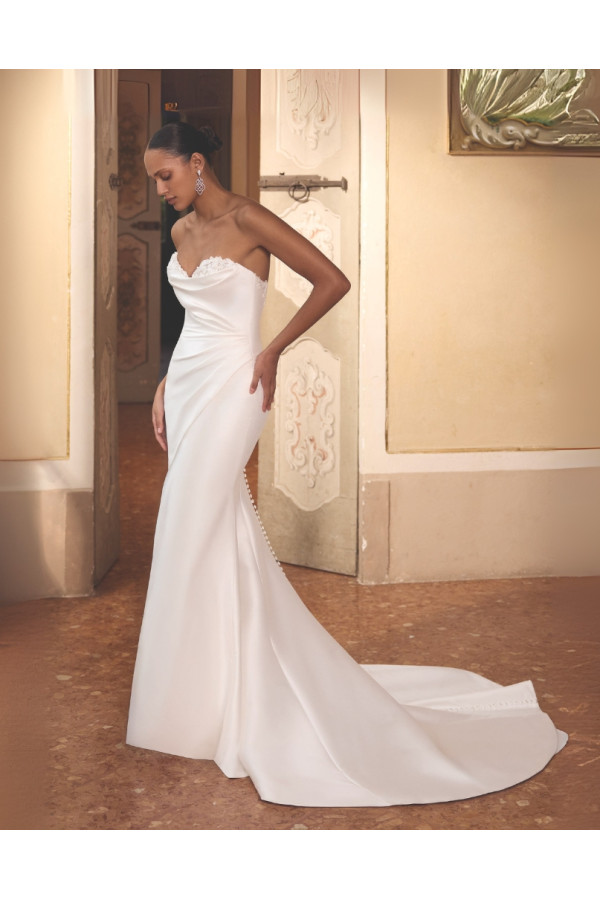 abito da sposa Kendall, avorio, a sirena, di Justin Alexander