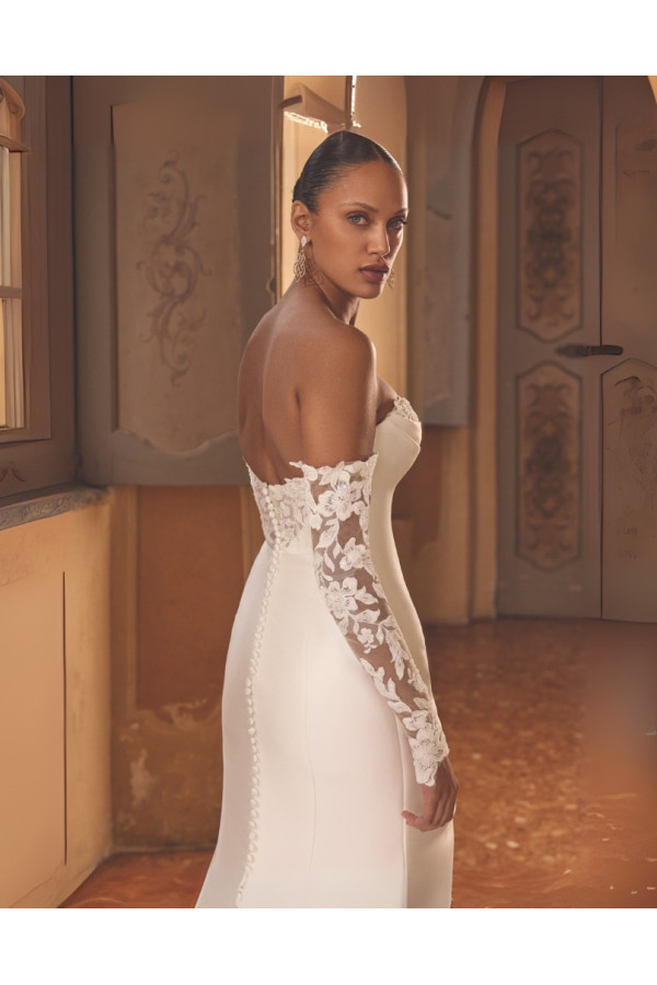 abito da sposa Kendall, avorio, a sirena, di Justin Alexander