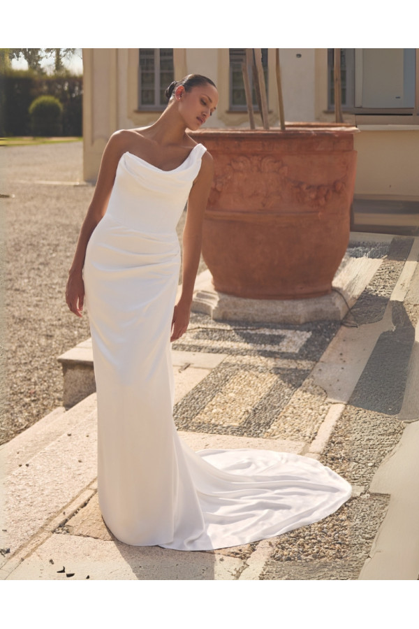 Knox Abito da sposa avorio in satin di setaa sirena di Justin alexand