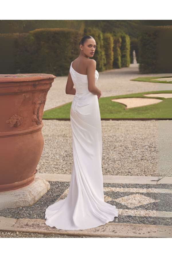 Knox Abito da sposa avorio in satin di setaa sirena di Justin alexand