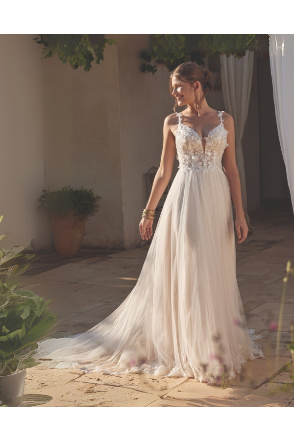 Abito da sposa 66402 avorio in tulle scivolato di Lillian West