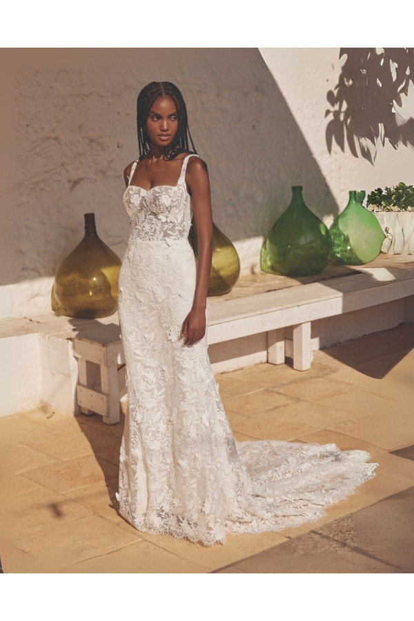 Abito 66392-JA-26, Bianco, a sirena, pizzo, Lilian West