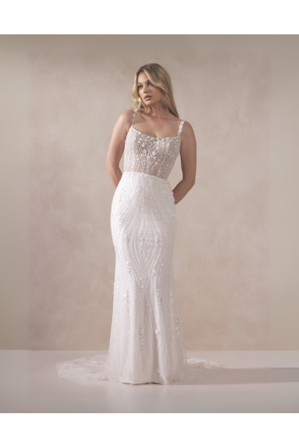 Lux abito da sposa avorio sirena di tulle ricamata di Adore